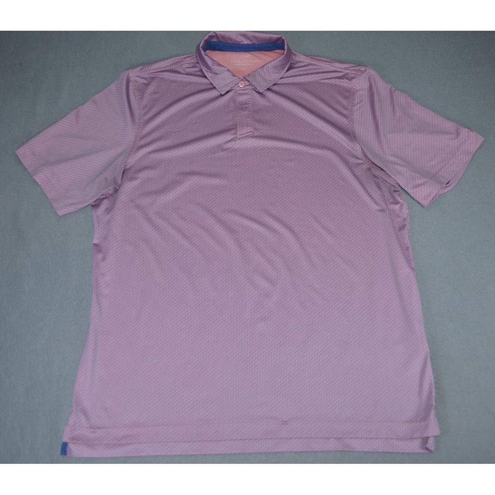 Vineyard Vines Performance Polo Shirt Mens Large Pink. Blue Geometric